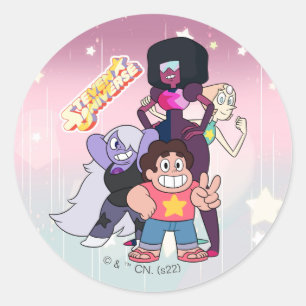 Steven Universe   Crystal Gem Group Pose Classic Round Sticker