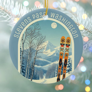 Stevens Pass Washington Cascades ski souvenir Ceramic Tree Decoration