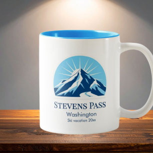 Stevens Pass Washington ski vacation souvenir Two-Tone Coffee Mug