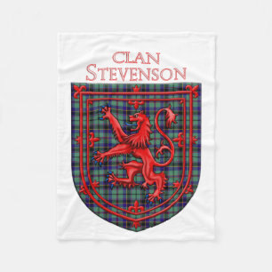 Stevenson Tartan Scottish Plaid Lion Rampant Fleece Blanket