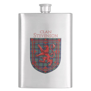 Stevenson Tartan Scottish Plaid Lion Rampant Hip Flask