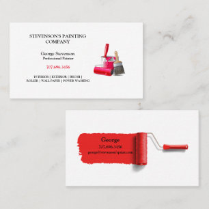 Stevenson's Painting Co. Paint Brush Roller & Can  Business Card