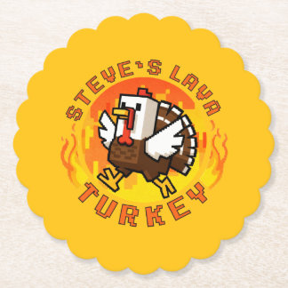 Steve's Lava Chicken Turkey Minecraft Thanksgiving Paper Coaster