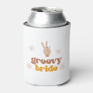 STEVIE Groovy Bride Retro 70's Hippie Themed Bach Can Cooler