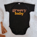STEVIE Retro 70's Mustard Hippie Groovy Baby Baby Baby Bodysuit<br><div class="desc">This baby once piece jumper features a retro 70's themed font in mustard and white and the words 'groovy baby'. This once piece baby outfit matches perfectly with the STEVIE Groovy Mama T-Shirt: https://www.zazzle.com/stevie_retro_70s_peace_daisy_groovy_mama_t_shirt-235620744441344170</div>