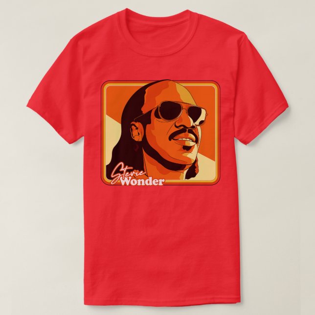 Stevie Wonder Retro 70s Style Fan Illustration T-Shirt (Design Front)