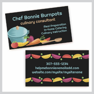Stew pot vegetables cooking class chef culinary business card