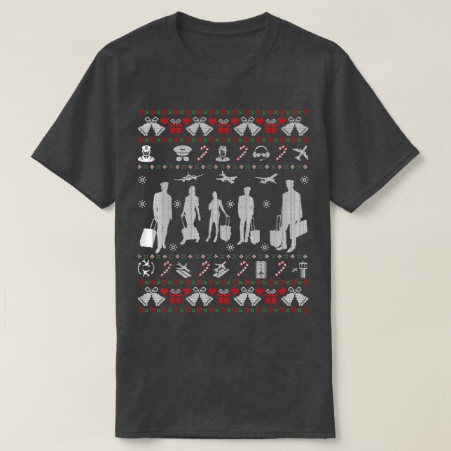 Stewardess Flight Attendant Ugly Christmas Sweater (Design Front)