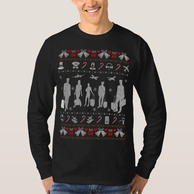 Stewardess Flight Attendant Ugly Christmas Sweater (Front)