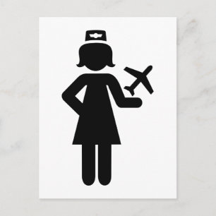 Stewardess plane postcard