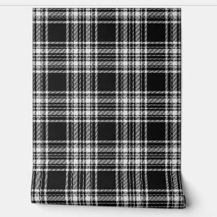 Stewart Black and White Tartan Plaid Scottish Clan Wallpaper