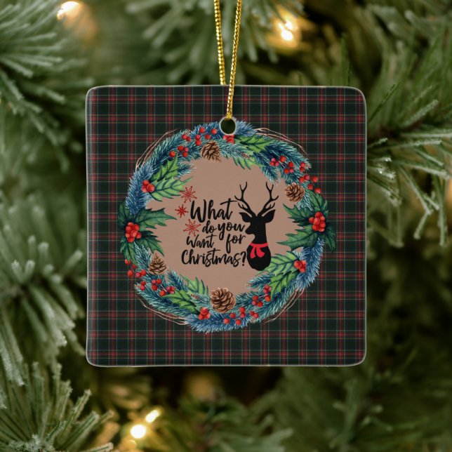 Stewart Black Modern Original Scottish Tartan Ceramic Ornament (Tree)
