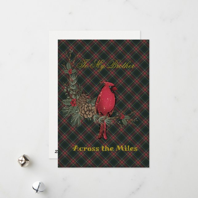 Stewart Black Scottish Tartan Brother Christmas  Holiday Card (Front/Back In Situ)