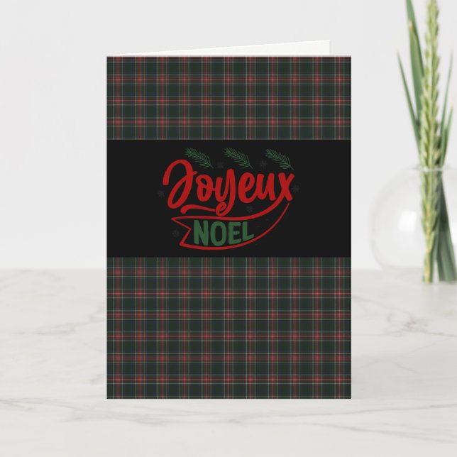 Stewart Black Scottish Tartan Holiday Card (Front)