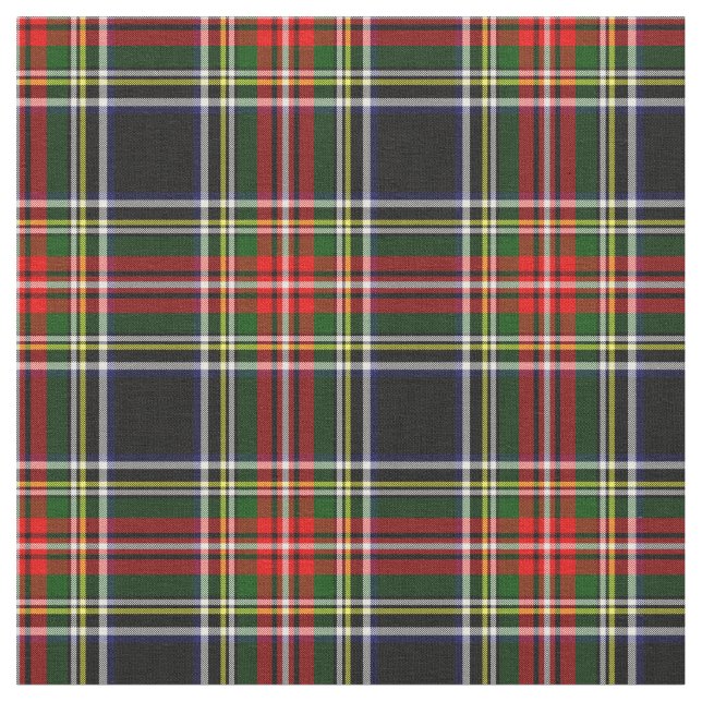 Stewart Black Tartan Fabric (Close Up)