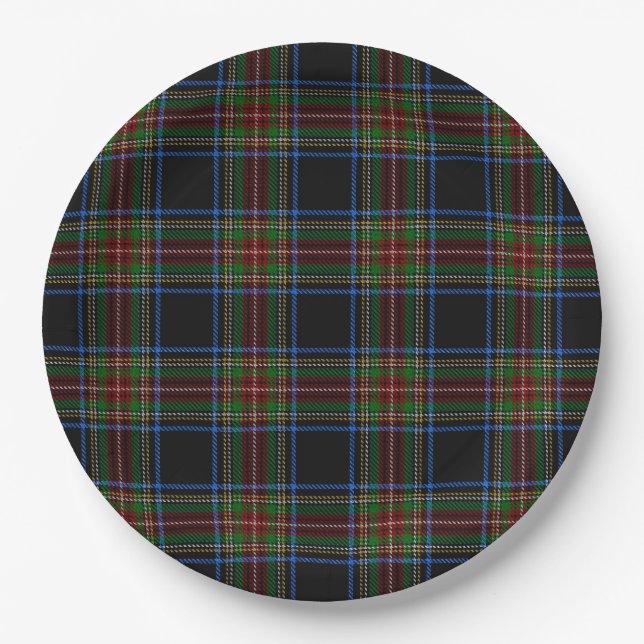 Stewart Black Tartan Paper Plate (Front)