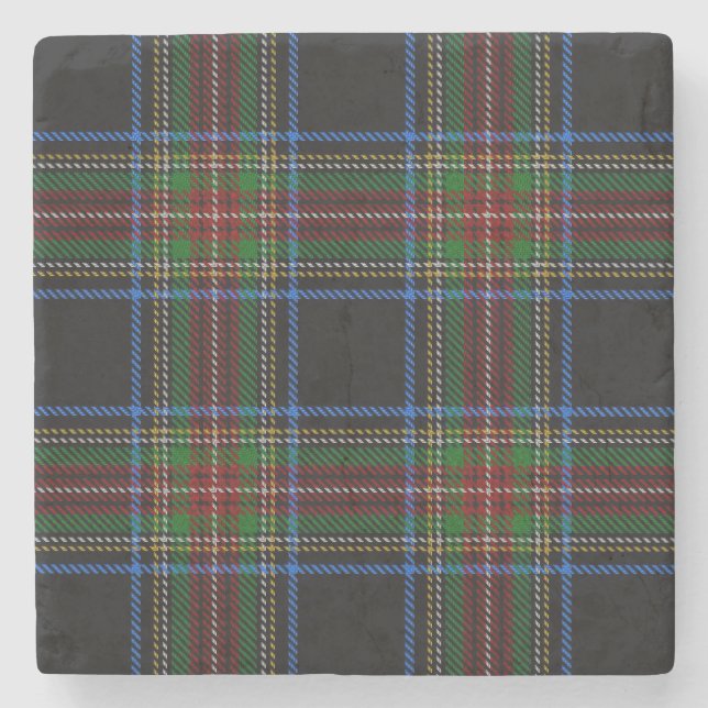 Stewart Black Tartan Stone Coaster (Front)