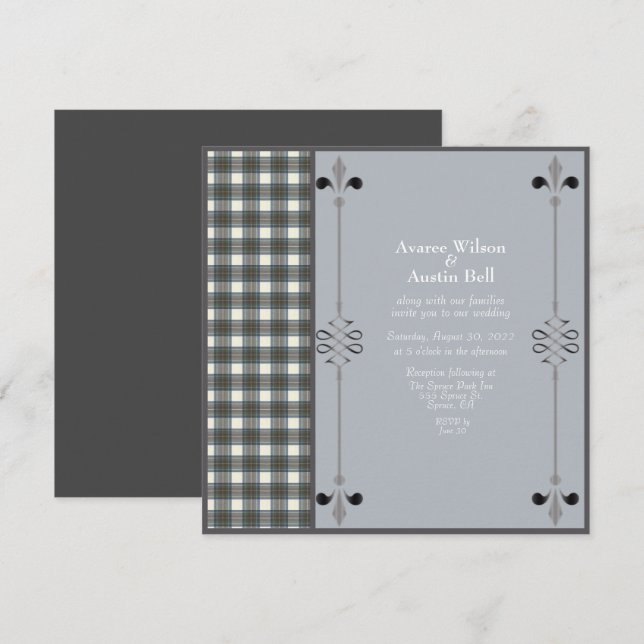 Stewart Blue Dress Tartan Wedding Invitation (Front/Back)