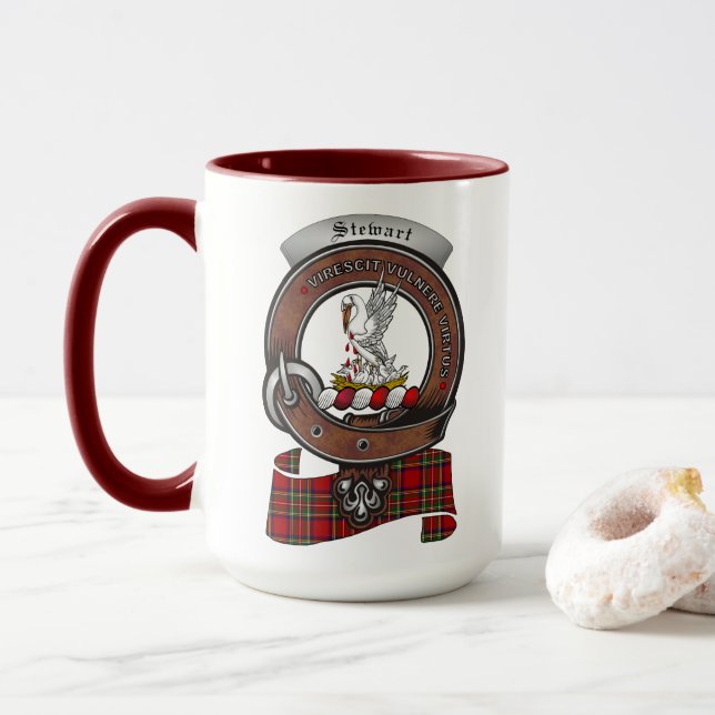 Stewart Clan Badge Combo 15oz Mug (With Donut)