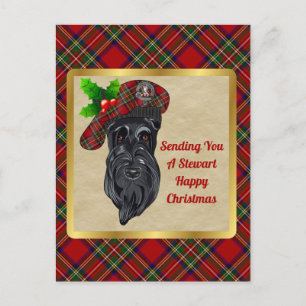 Stewart Clan Badge & Tartan Christmas Postcard
