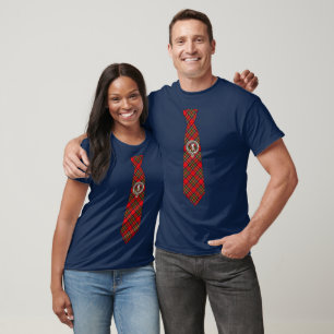 Stewart Clan Badge & Tartan Necktie T-Shirt
