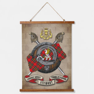 Stewart Clan Badge W/Crossed Swords Personalised Hanging Tapestry
