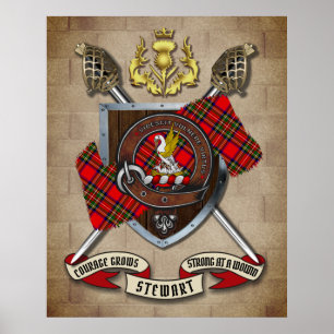 Stewart Clan Badge W/Crossed Swords  Poster