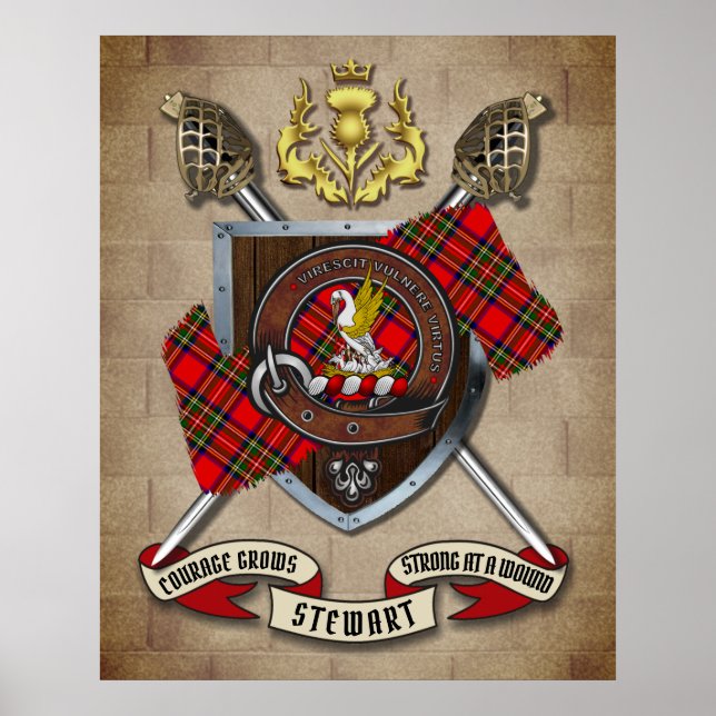 Stewart Clan Badge W/Crossed Swords  Poster (Front)