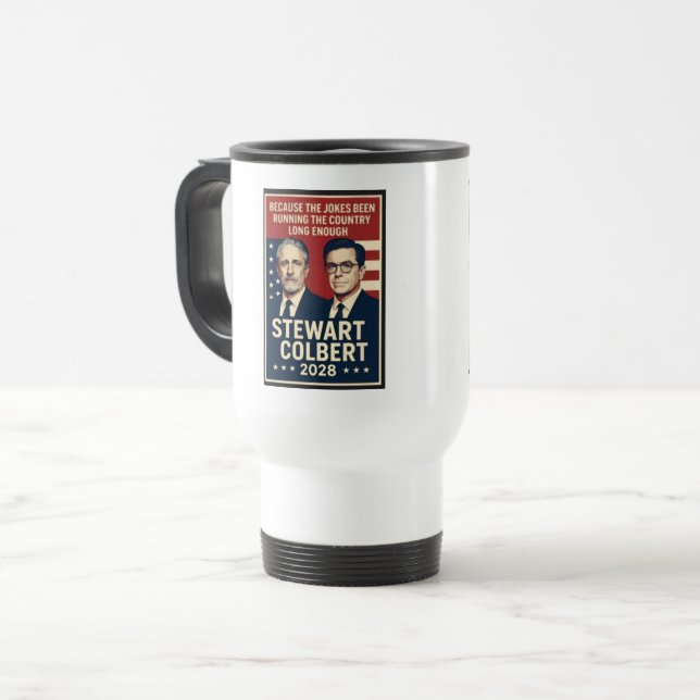 Stewart/Colbert 2028 Travel Mug (Front Left)