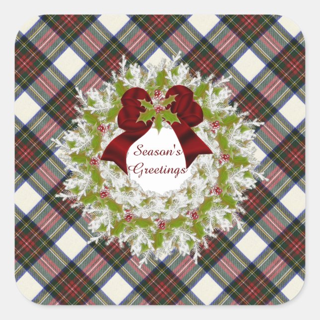 Stewart Dress Modern Original Scottish Tartan Square Sticker (Front)
