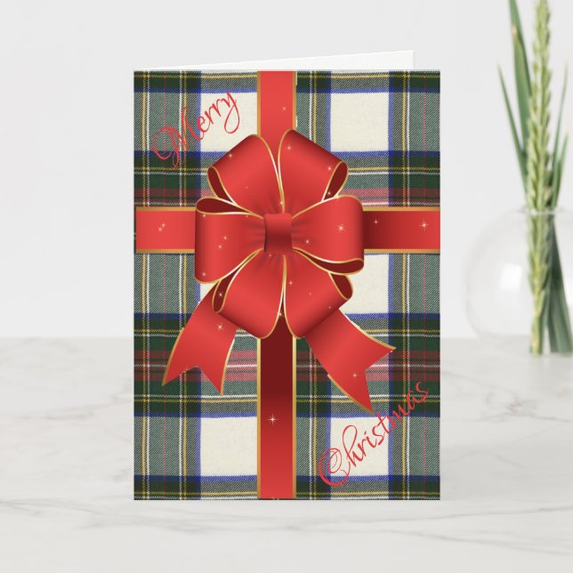 Stewart Dress Modern Original Tartan Christmas Holiday Card (Front)