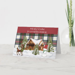 Stewart Dress Modern  Scottish Tartan Christmas Holiday Card