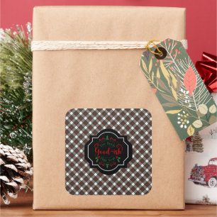 Stewart Dress Modern Scottish Tartan Christmas Square Sticker