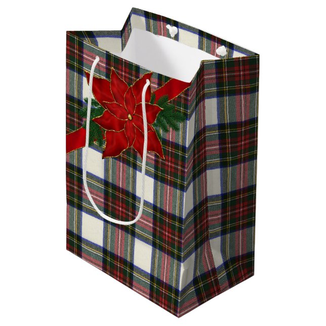 Stewart Dress Modern Scottish Tartan Medium Gift Bag (Front Angled)