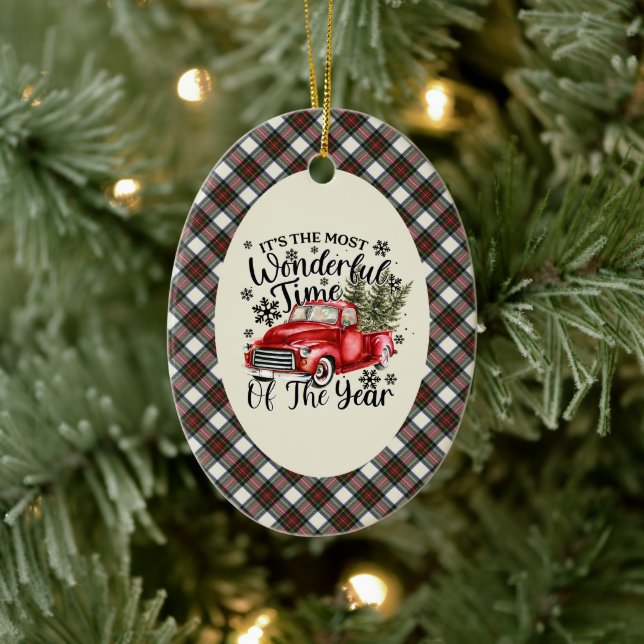 Stewart Dress  Tartan Most Wonderful Time Christma Ceramic Tree Decoration (Tree)