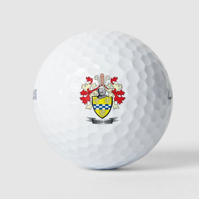Stewart Family Crest Coat of Arms Golf Balls (Front)