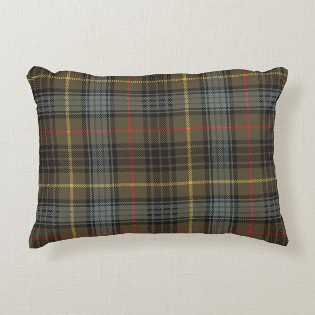 Stewart Hunting Weathered Tartan Plaid Pattern Decorative Cushion (Front)