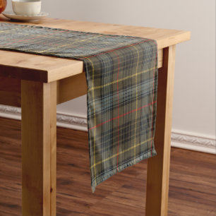 Stewart Hunting Weathered Tartan Plaid Pattern Short Table Runner