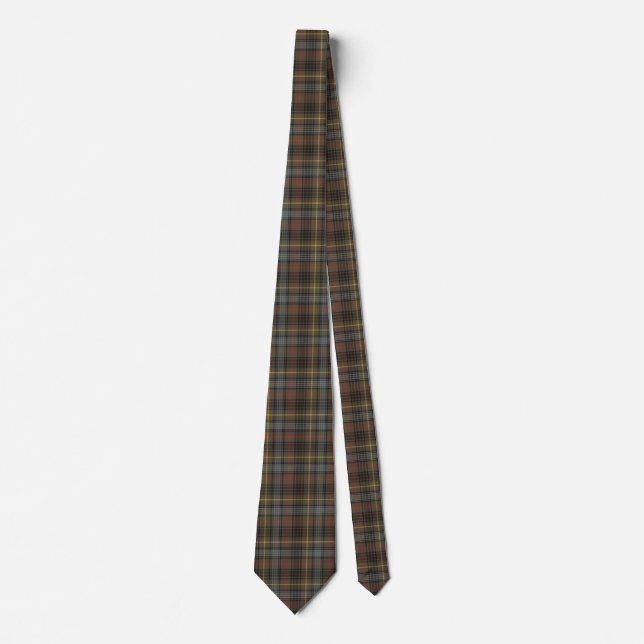 Stewart Hunting Weathered Tartan Plaid Pattern Tie (Front)