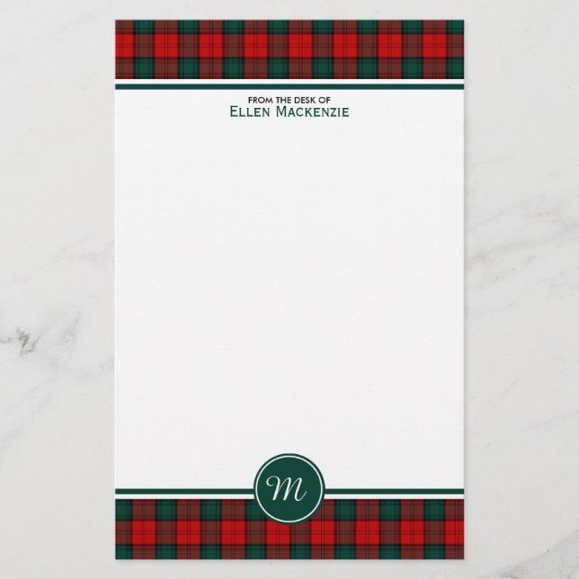 Stewart of Atholl Clan Tartan Monogram Stationery (Front)