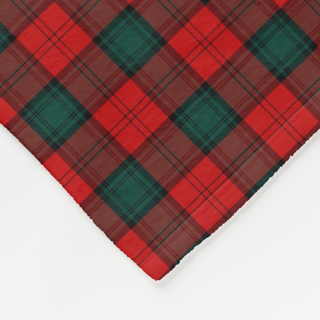 Stewart of Atholl Red and Forest Green Clan Tartan Fleece Blanket (Corner)
