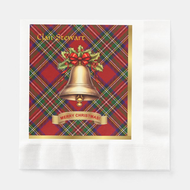 Stewart Personalised Tartan Christmas Napkin (Front)