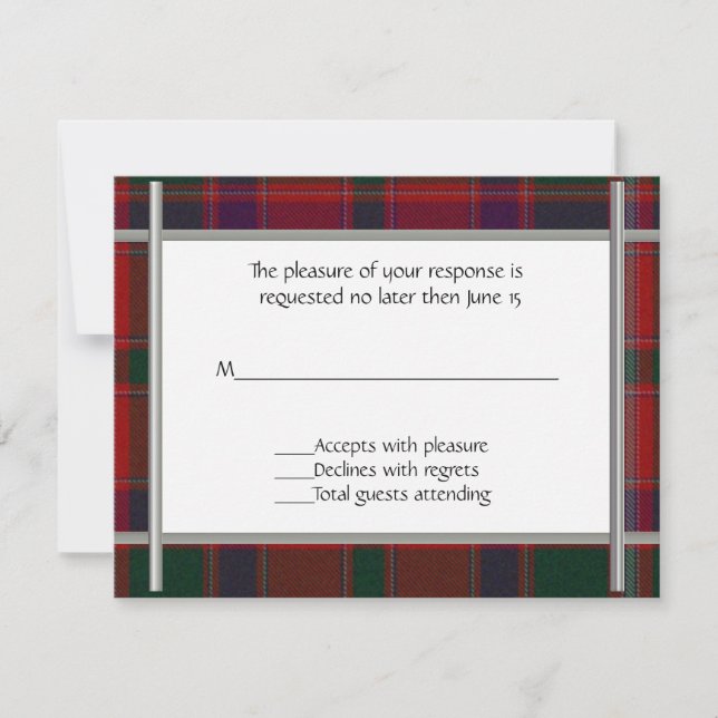 Stewart Plaid Wedding RSVP Card (Front)