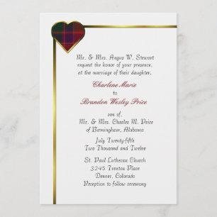 Stewart Red Plaid Heart Wedding Invitation