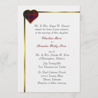 Stewart Red Plaid Heart Wedding Invitation