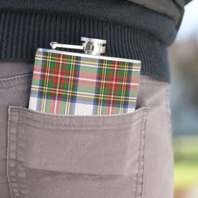 Stewart Royal Dress Plaid Scottish Pattern Hip Flask (In Situ)