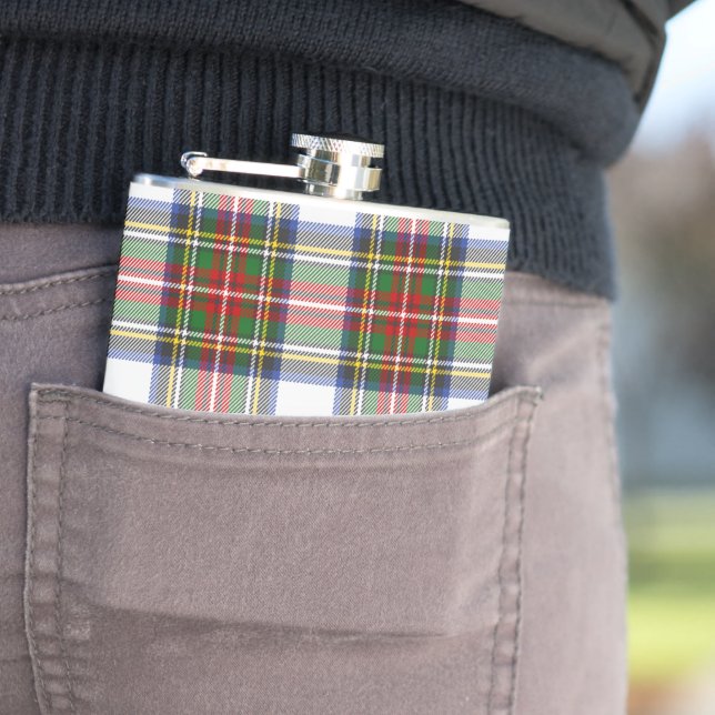 Stewart Royal Tartan Plaid Pattern Hip Flask (In Situ)