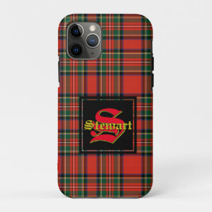 Stewart Royal Tartan Plaid Personalise Monogram iPhone 11 Pro Case