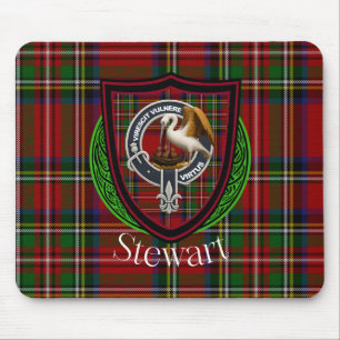 Stewart Scottish Clan Tartan and Crest Mouse Mat