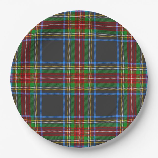 Stewart Stuart Black Clan Tartan Plaid Paper Plate (Front)